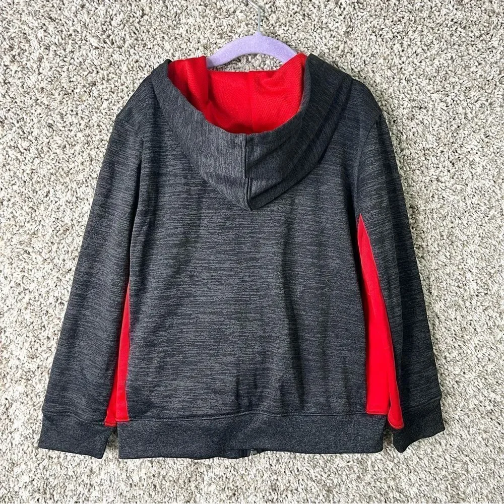 Nike Jacket Boys 7/Large Dri-Fit Dark Gray and Red Zip Up Training‎ Hooded